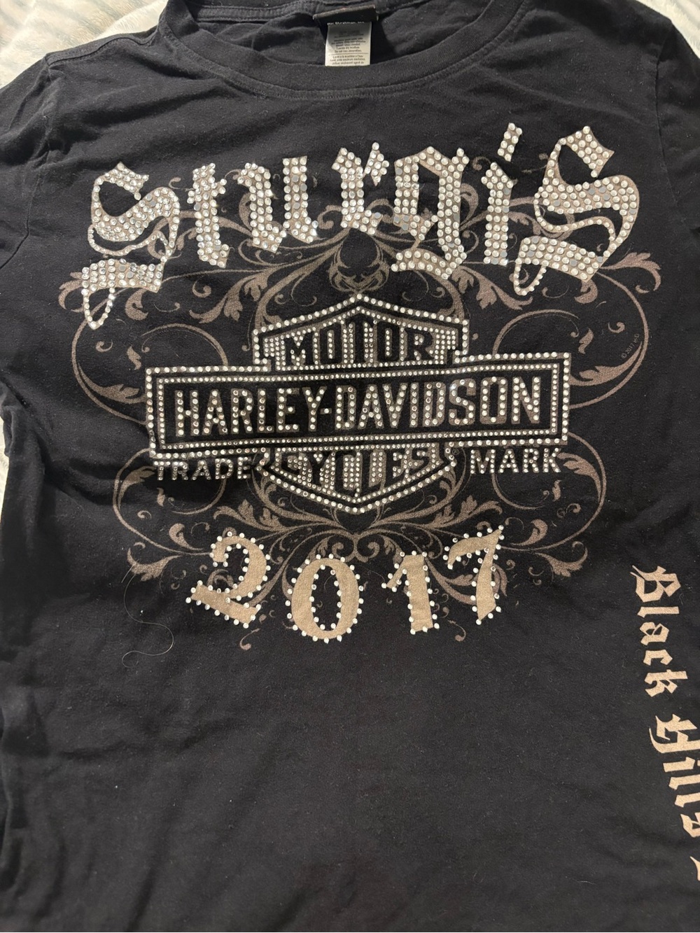 Harley-Davidson Sturgis Rally 2017 Rhinestone Bling Tee Size L